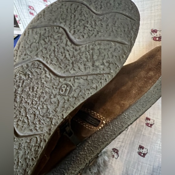 PRIMIGI SUEDE FAUX FUR KNEE-HIGH BUCKLE BOOTS BROWN GRAY BOOTIES GIRL 31 13 12.5 - Picture 11 of 15